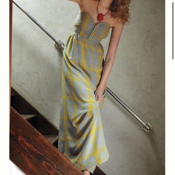 Anthro Maple Quilted Pastiche Silk Maxi Dress - Picture 1 of 11